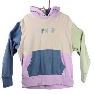RIPNDIP Logo Hoodie Men's Medium ~ Pastel Multi Color Block Pullover Purple